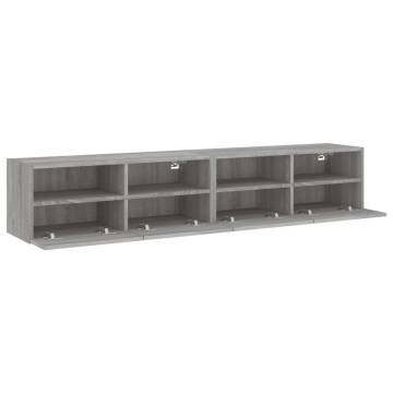 TV Wall Cabinets 2 pcs Grey Sonoma 80x30x30 cm Engineered Wood