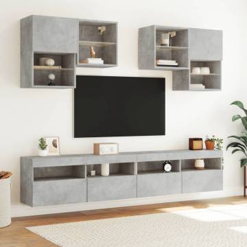 TV Wall Cabinet with LED Lights Concrete Grey 100x30x40 cm