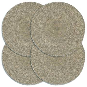 Placemats 4 pcs Plain Grey 38 cm Round Jute