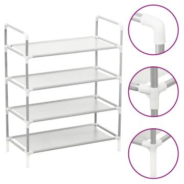 Shoe Rack with 4 Shelves Metal and Non-woven Fabric Silver