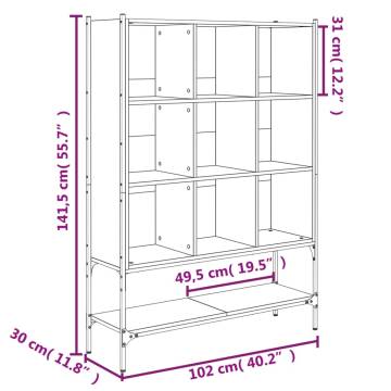 Bookcase Smoked Oak 102x30x141.5 cm Engineered Wood