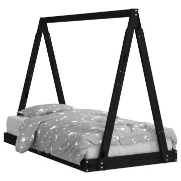 Kids Bed Frame Black 80x160 cm Solid Wood Pine