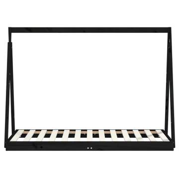 Kids Bed Frame Black 80x160 cm Solid Wood Pine