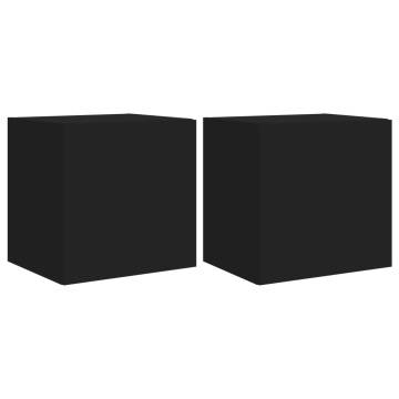 TV Wall Cabinets with LED Lights 2 pcs Black 40.5x35x40 cm