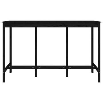 Bar Table Black 180x80x110 cm Solid Wood Pine