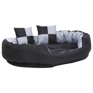 Reversible & Washable Dog Cushion Grey and Black 110x80x23 cm