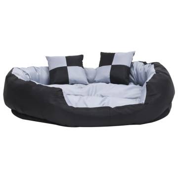 Reversible & Washable Dog Cushion Grey and Black 110x80x23 cm