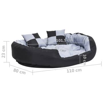 Reversible & Washable Dog Cushion Grey and Black 110x80x23 cm