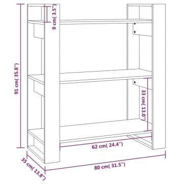 Book Cabinet/Room Divider Grey 80x35x91 cm Solid Wood Pine