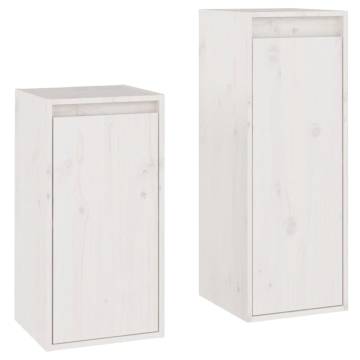 TV Cabinets 2 pcs White Solid Wood Pine