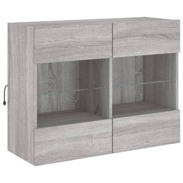 TV Wall Cabinet with LED Lights Grey Sonoma 78.5x30x60.5 cm