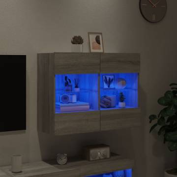 TV Wall Cabinet with LED Lights Grey Sonoma 78.5x30x60.5 cm