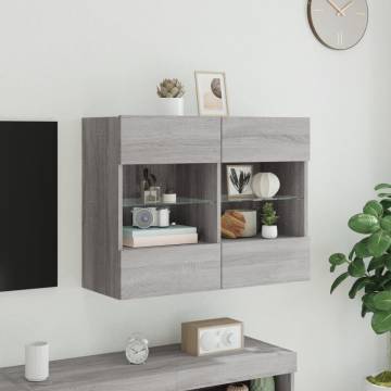 TV Wall Cabinet with LED Lights Grey Sonoma 78.5x30x60.5 cm