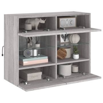 TV Wall Cabinet with LED Lights Grey Sonoma 78.5x30x60.5 cm