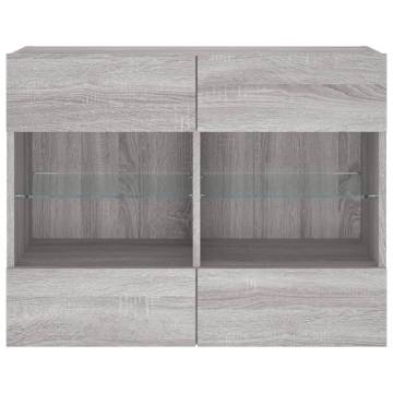 TV Wall Cabinet with LED Lights Grey Sonoma 78.5x30x60.5 cm