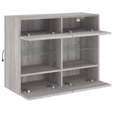 TV Wall Cabinet with LED Lights Grey Sonoma 78.5x30x60.5 cm