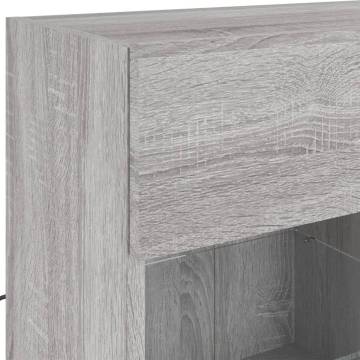 TV Wall Cabinet with LED Lights Grey Sonoma 78.5x30x60.5 cm