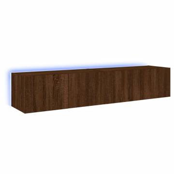 TV Wall Cabinets with LED Lights 2 pcs Brown Oak 80x35x31 cm