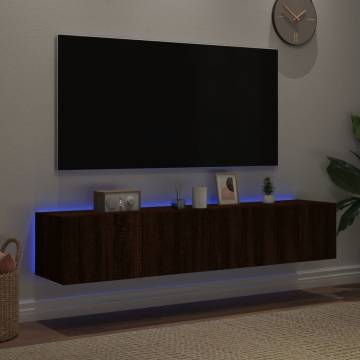 TV Wall Cabinets with LED Lights 2 pcs Brown Oak 80x35x31 cm