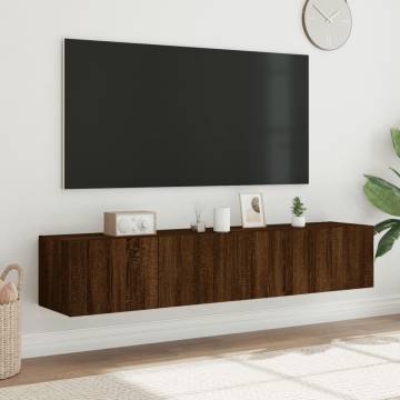 TV Wall Cabinets with LED Lights 2 pcs Brown Oak 80x35x31 cm