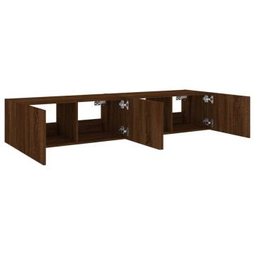 TV Wall Cabinets with LED Lights 2 pcs Brown Oak 80x35x31 cm