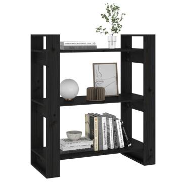 Book Cabinet/Room Divider Black 80x35x91 cm Solid Wood Pine