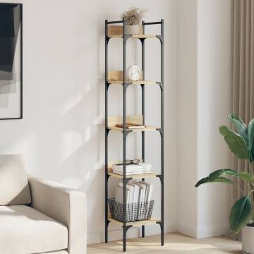 Bookshelf 5-Tier Sonoma Oak 35x30x174 cm Engineered Wood