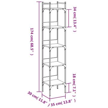 Bookshelf 5-Tier Sonoma Oak 35x30x174 cm Engineered Wood