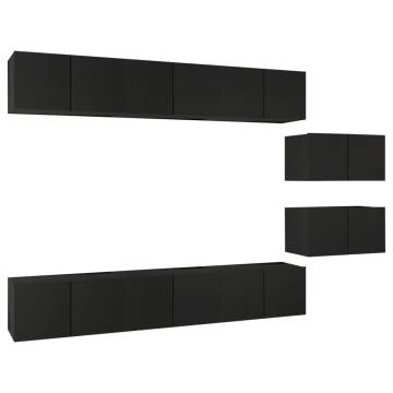 TV Cabinets 8 pcs Black Engineered Wood