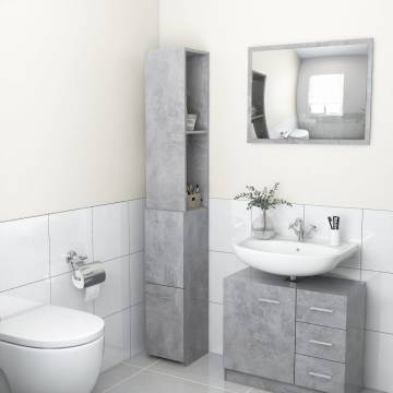 Bathroom Cabinet Concrete Grey 25x26.5x170 cm Engineered Wood