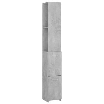 Bathroom Cabinet Concrete Grey 25x26.5x170 cm Engineered Wood