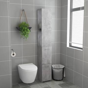 Bathroom Cabinet Concrete Grey 25x26.5x170 cm Engineered Wood