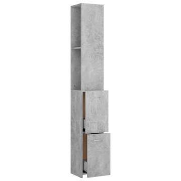 Bathroom Cabinet Concrete Grey 25x26.5x170 cm Engineered Wood