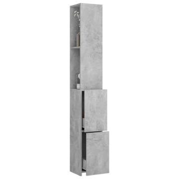 Bathroom Cabinet Concrete Grey 25x26.5x170 cm Engineered Wood