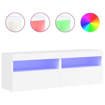 TV Wall Cabinets with LED Lights 2 pcs White 60x30x40 cm