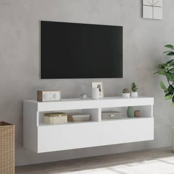 TV Wall Cabinets with LED Lights 2 pcs White 60x30x40 cm