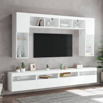 TV Wall Cabinets with LED Lights 2 pcs White 60x30x40 cm