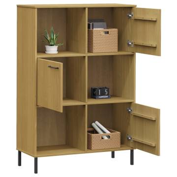 Bookcase with Metal Legs Brown 90x35x128.5 cm Solid Wood OSLO