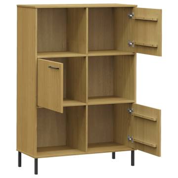 Bookcase with Metal Legs Brown 90x35x128.5 cm Solid Wood OSLO