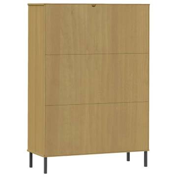 Bookcase with Metal Legs Brown 90x35x128.5 cm Solid Wood OSLO