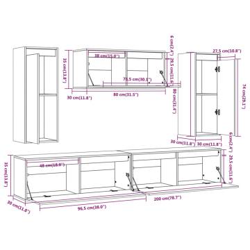 TV Cabinets 5 pcs White Solid Wood Pine