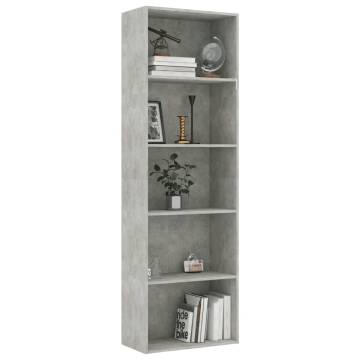 5-Tier Book Cabinet Concrete Grey 60x30x189 cm Engineered Wood