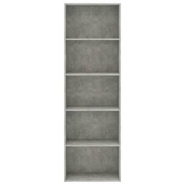 5-Tier Book Cabinet Concrete Grey 60x30x189 cm Engineered Wood