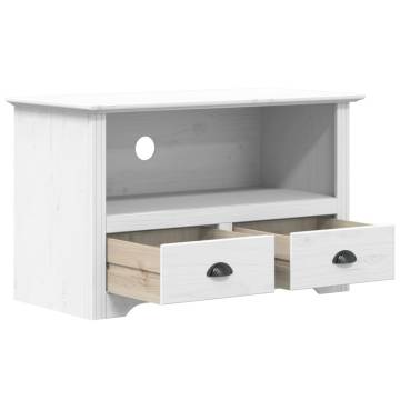 TV Cabinet with 2 Drawers BODO White 91x43x56 cm Solid Wood Pine