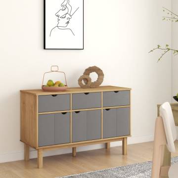 Sideboard OTTA Brown and Grey 114x43x73.5 cm Solid Wood Pine