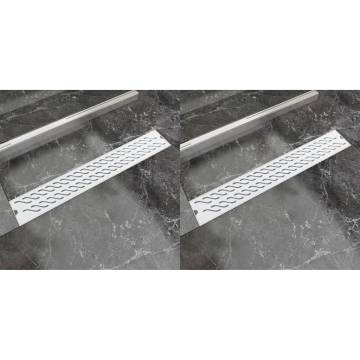 Linear Shower Drain 2 pcs Wave 730x140 mm Stainless Steel