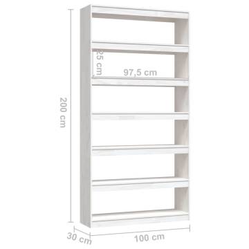 Book Cabinet/Room Divider White 100x30x200 cm Solid Pinewood