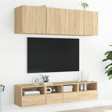 TV Wall Cabinets 2 pcs Sonoma Oak 40x30x30 cm Engineered Wood