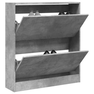 Shoe Cabinet Concrete Grey 80x21x87.5 cm Engineered Wood