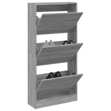 Shoe Cabinet Grey Sonoma 60x21x125.5 cm Engineered Wood